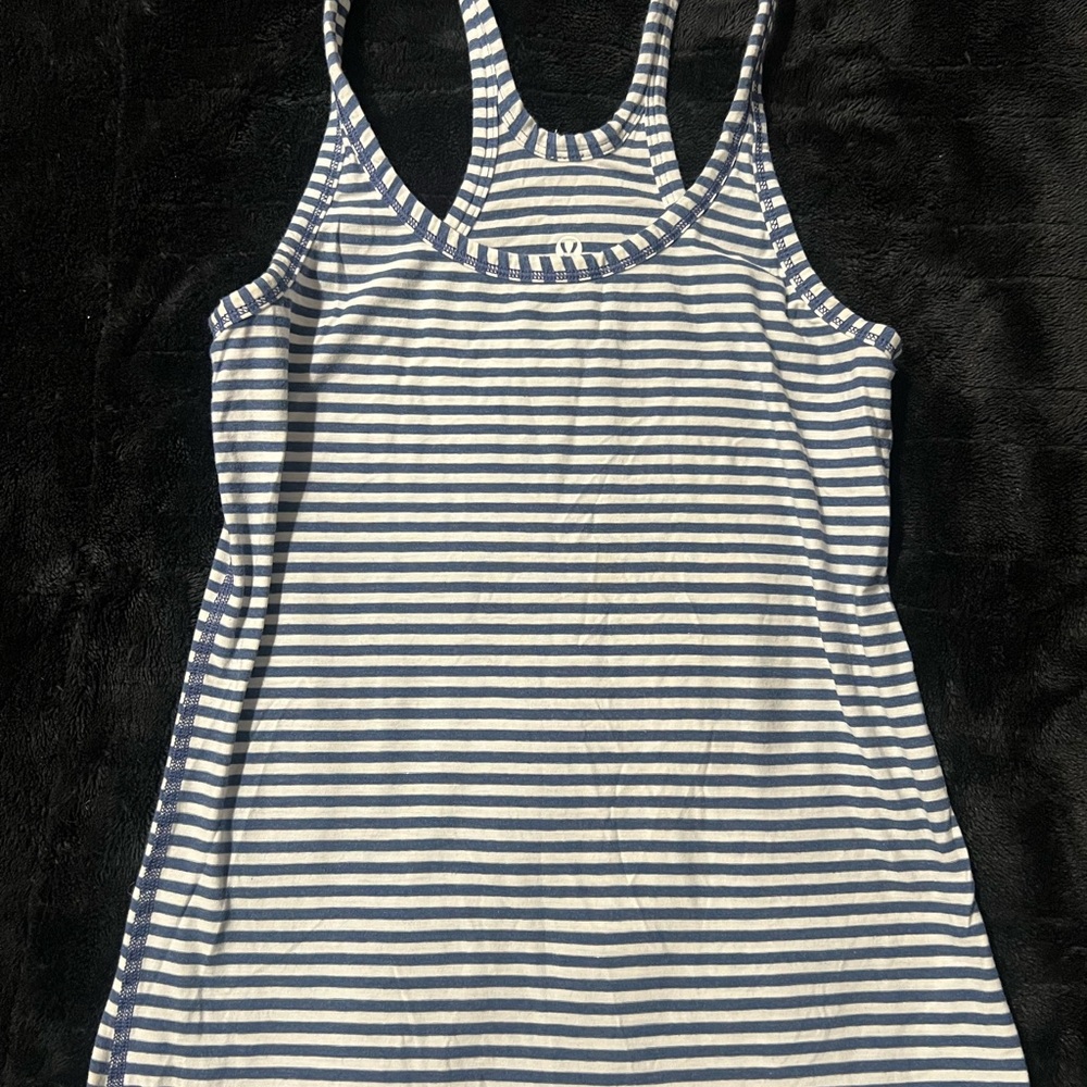 Lululemon Navy and White Striped Women's Athletic top